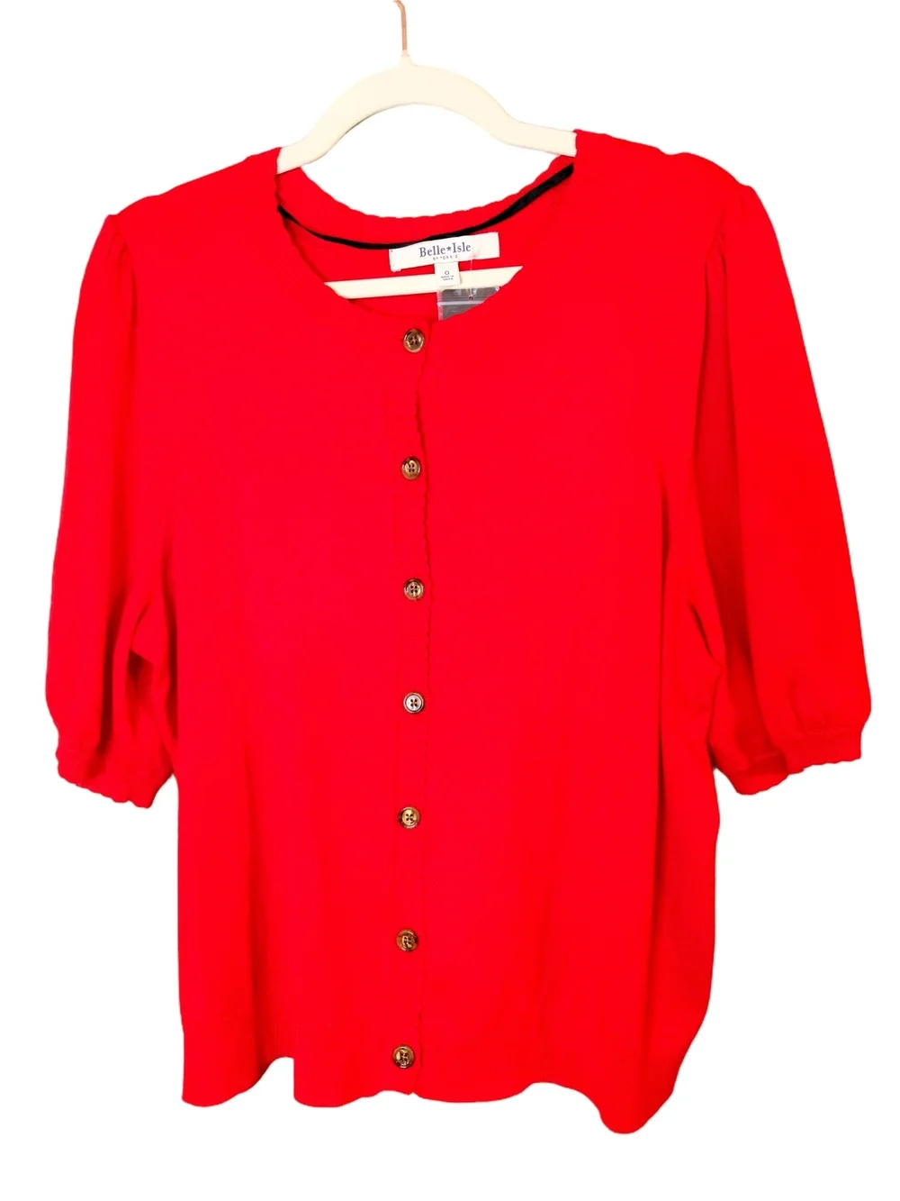 NWT Belle Isle by Torrid Racing Red Puff Sleeve Button Front Cardigan Size 12